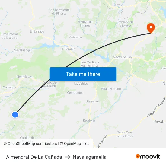 Almendral De La Cañada to Navalagamella map