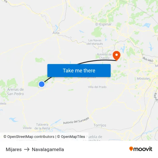 Mijares to Navalagamella map