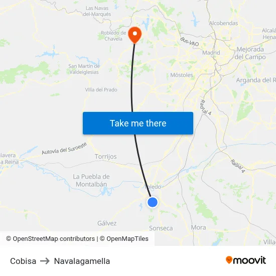 Cobisa to Navalagamella map