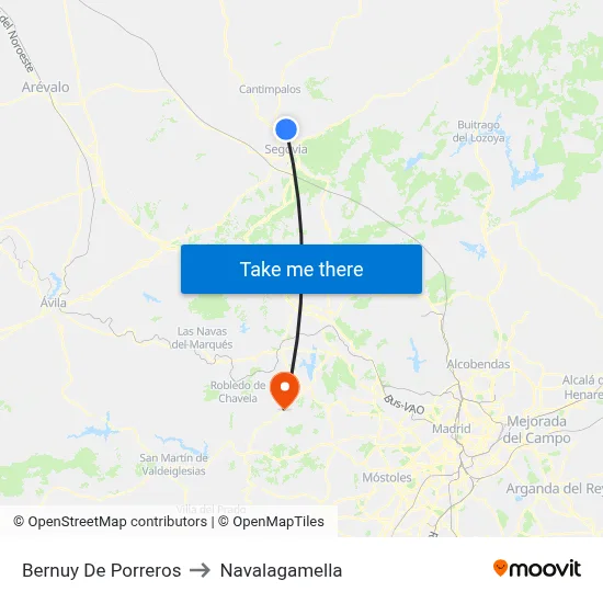 Bernuy De Porreros to Navalagamella map