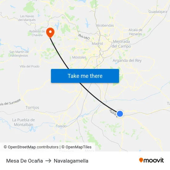 Mesa De Ocaña to Navalagamella map