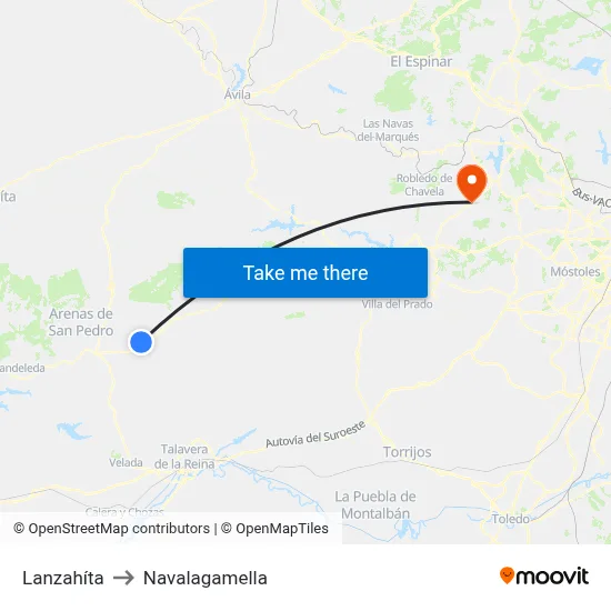 Lanzahíta to Navalagamella map