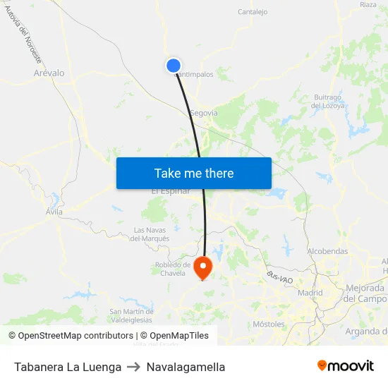 Tabanera La Luenga to Navalagamella map