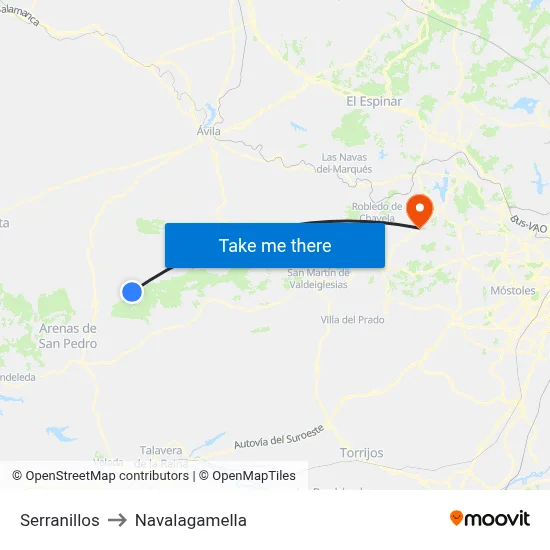 Serranillos to Navalagamella map