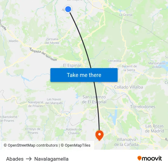 Abades to Navalagamella map