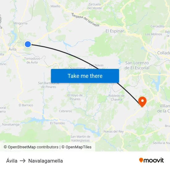 Ávila to Navalagamella map