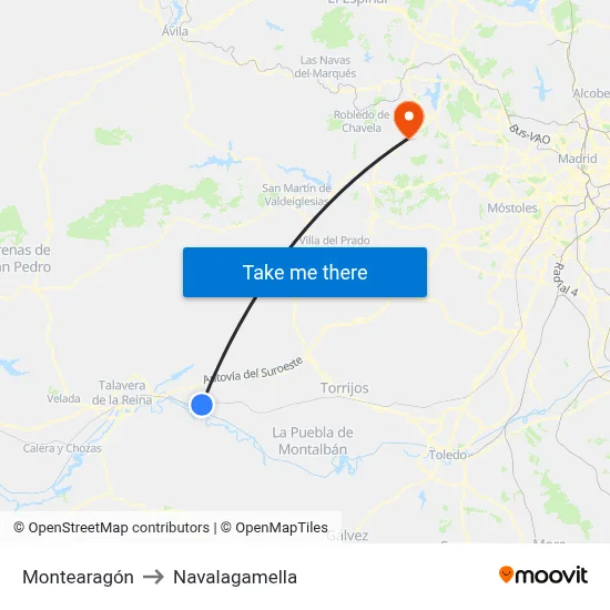 Montearagón to Navalagamella map