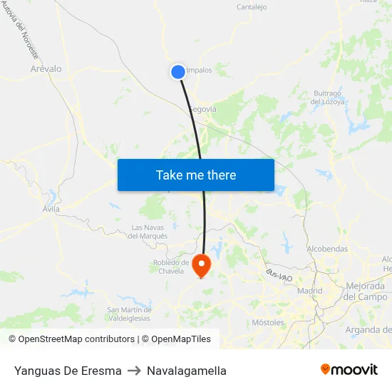 Yanguas De Eresma to Navalagamella map