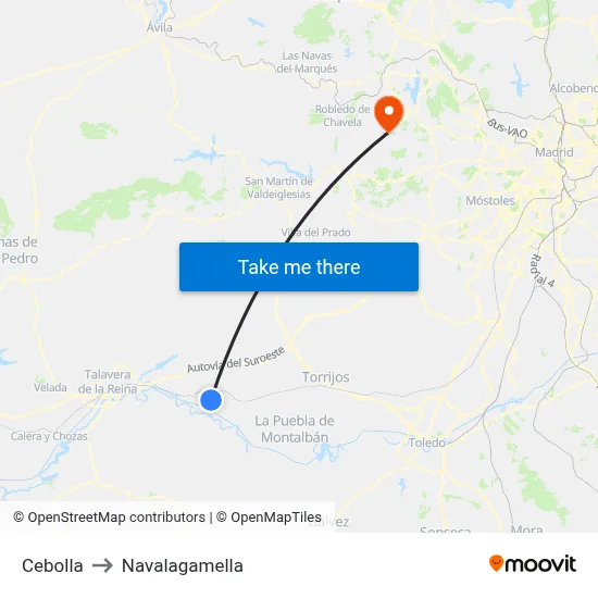 Cebolla to Navalagamella map