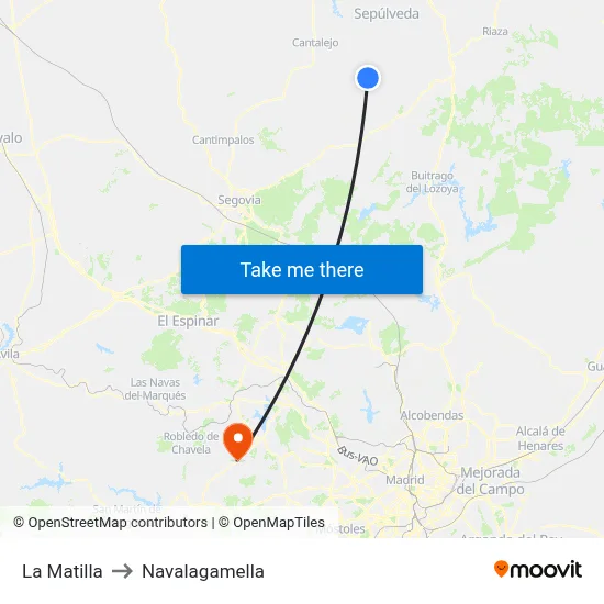 La Matilla to Navalagamella map