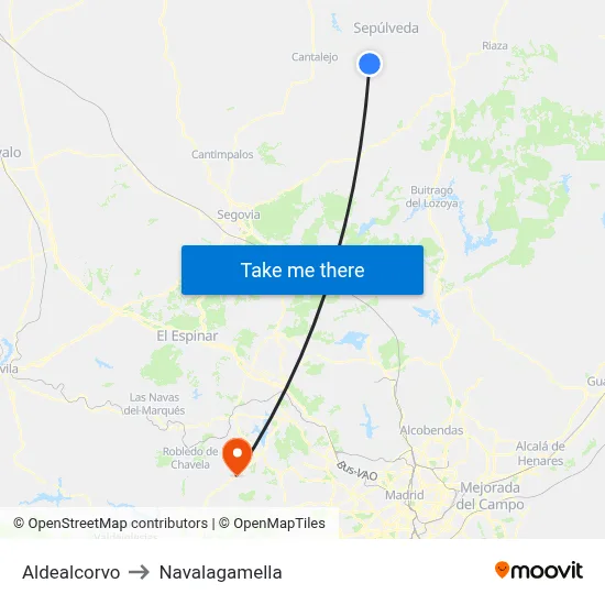 Aldealcorvo to Navalagamella map