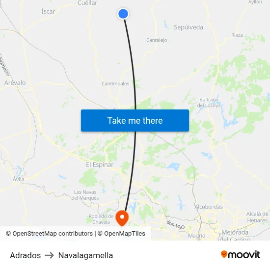 Adrados to Navalagamella map