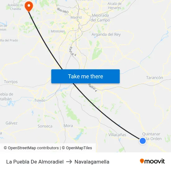 La Puebla De Almoradiel to Navalagamella map