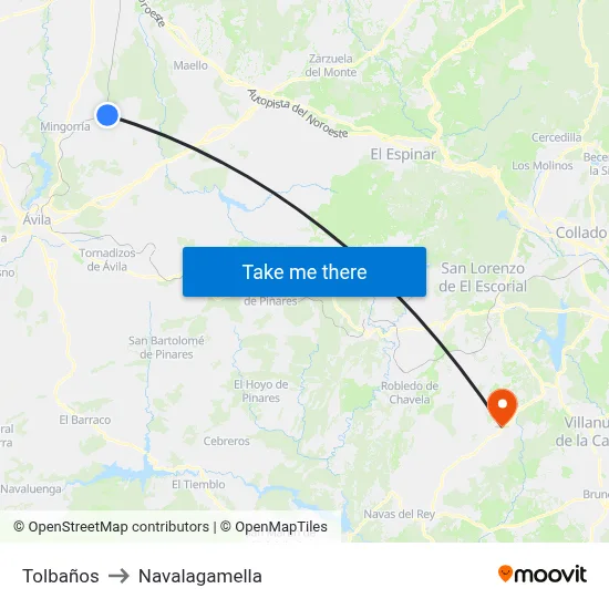 Tolbaños to Navalagamella map