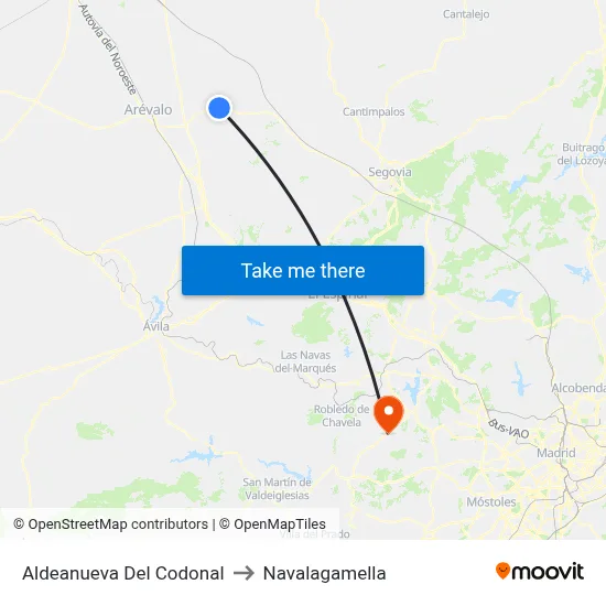 Aldeanueva Del Codonal to Navalagamella map