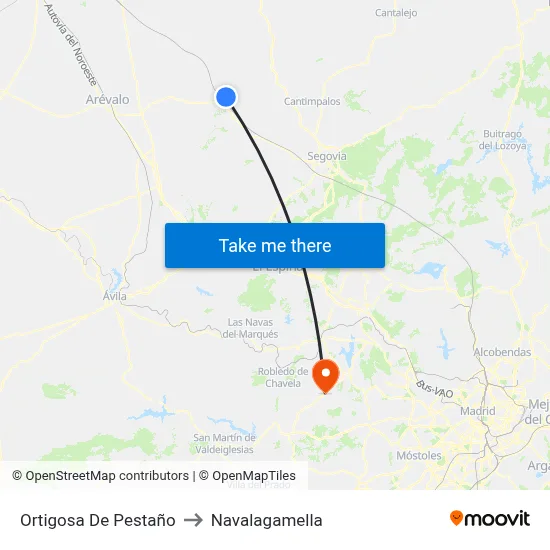 Ortigosa De Pestaño to Navalagamella map