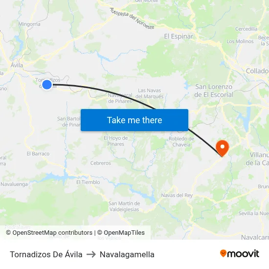 Tornadizos De Ávila to Navalagamella map