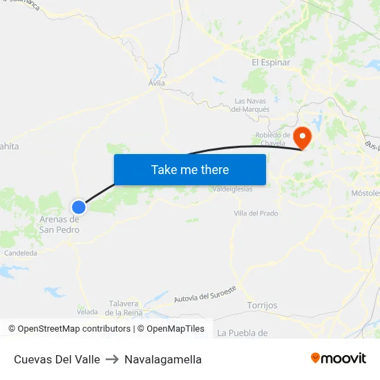 Cuevas Del Valle to Navalagamella map