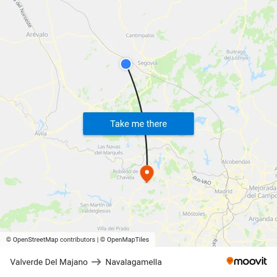 Valverde Del Majano to Navalagamella map