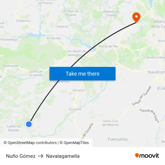 Nuño Gómez to Navalagamella map