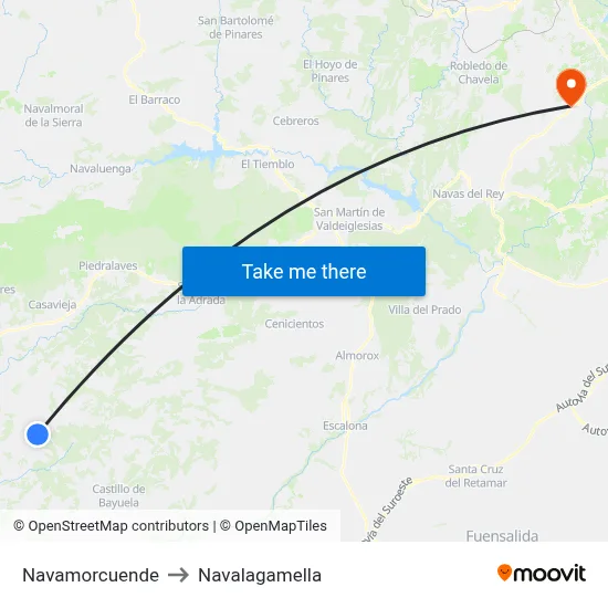 Navamorcuende to Navalagamella map