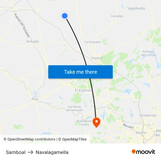 Samboal to Navalagamella map