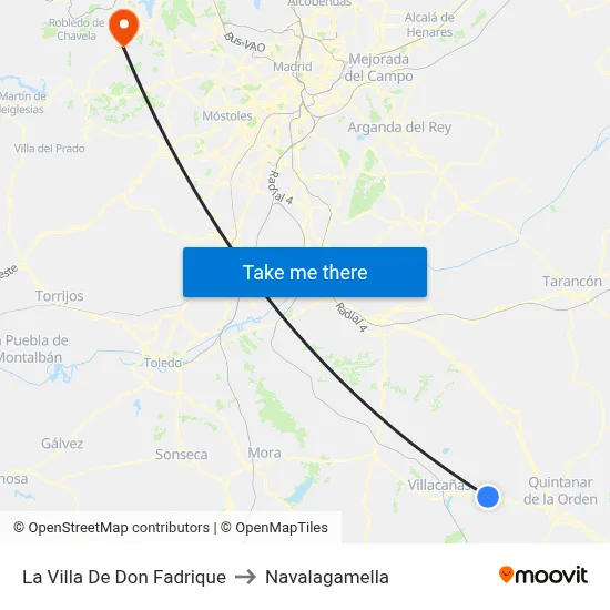 La Villa De Don Fadrique to Navalagamella map