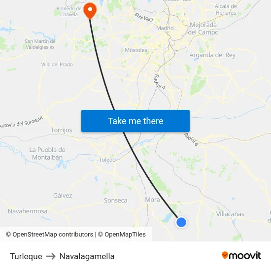 Turleque to Navalagamella map