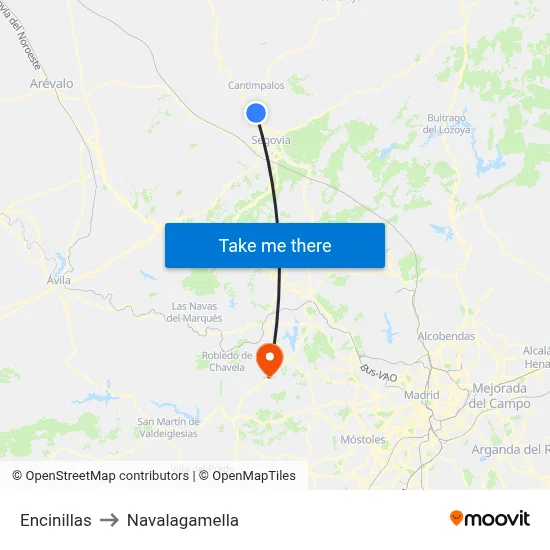 Encinillas to Navalagamella map