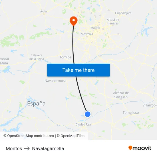 Montes to Navalagamella map