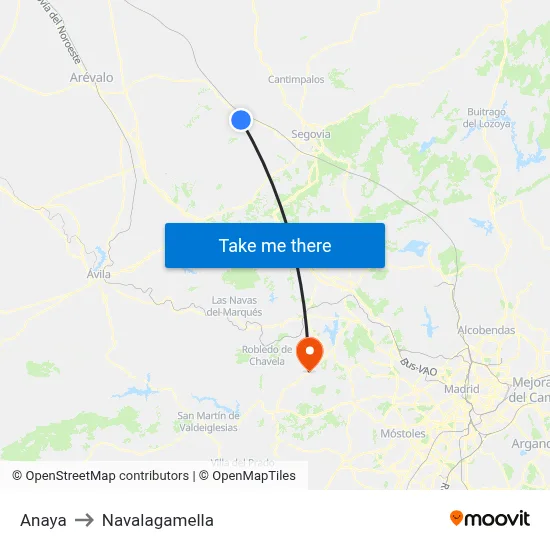 Anaya to Navalagamella map