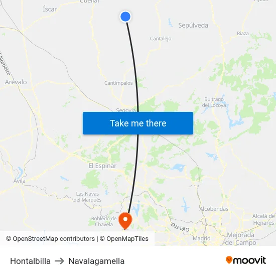 Hontalbilla to Navalagamella map