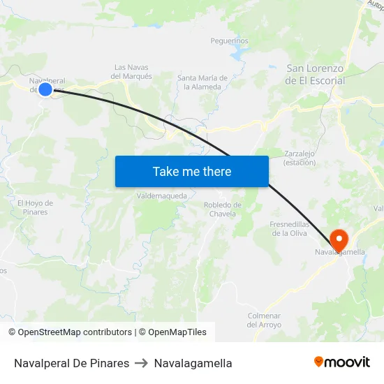 Navalperal De Pinares to Navalagamella map