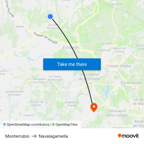 Monterrubio to Navalagamella map