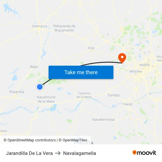 Jarandilla De La Vera to Navalagamella map