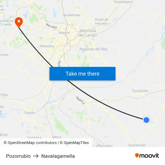 Pozorrubio to Navalagamella map