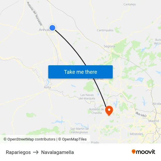 Rapariegos to Navalagamella map