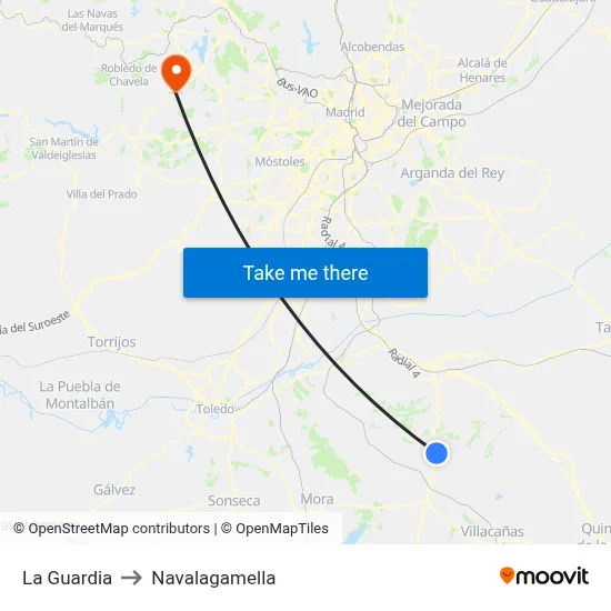 La Guardia to Navalagamella map