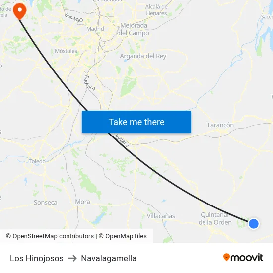 Los Hinojosos to Navalagamella map