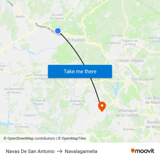 Navas De San Antonio to Navalagamella map