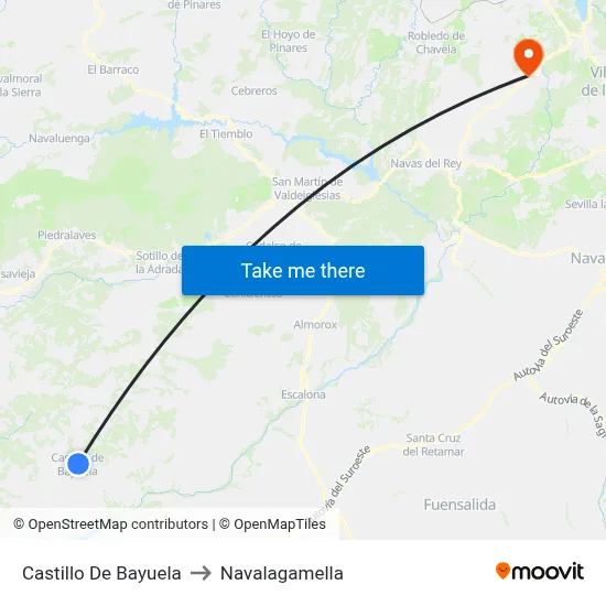 Castillo De Bayuela to Navalagamella map