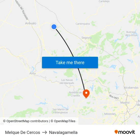 Melque De Cercos to Navalagamella map
