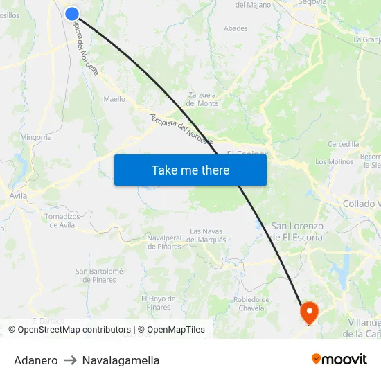 Adanero to Navalagamella map
