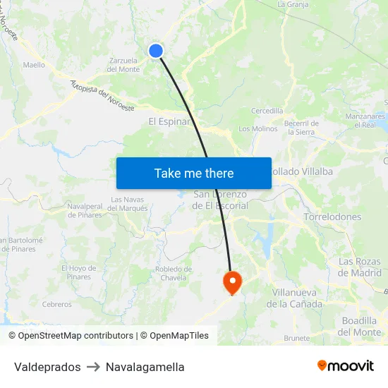 Valdeprados to Navalagamella map