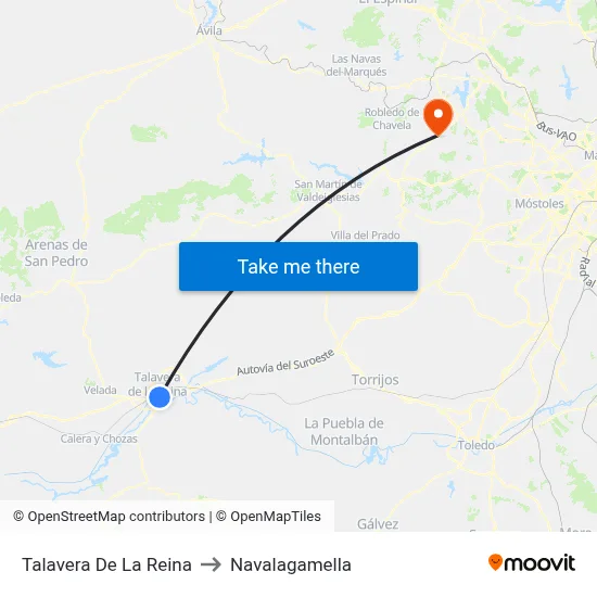 Talavera De La Reina to Navalagamella map