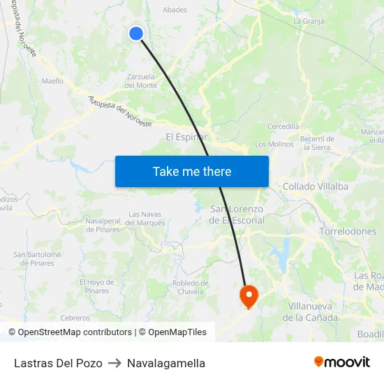 Lastras Del Pozo to Navalagamella map