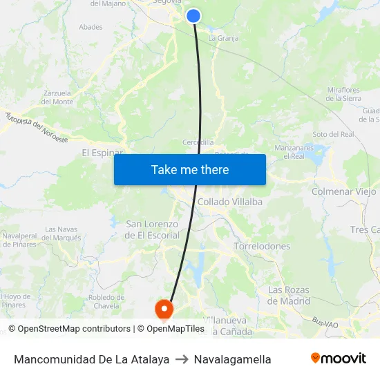 Mancomunidad De La Atalaya to Navalagamella map