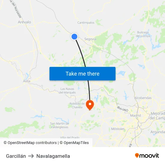 Garcillán to Navalagamella map