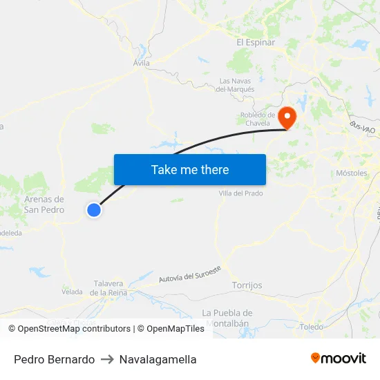 Pedro Bernardo to Navalagamella map