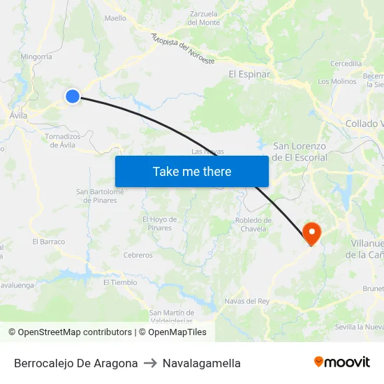 Berrocalejo De Aragona to Navalagamella map